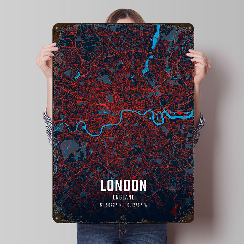 Retro Gaming London - London City Map Metal Poster Customized