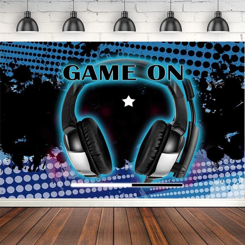 Background Retro Gaming - Photography Backdrop Newborn Kids Birthday Music