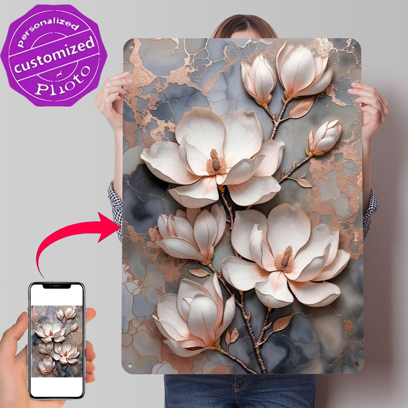 Background Retro Gaming - Magnolia Flowers With Marble Background Tin