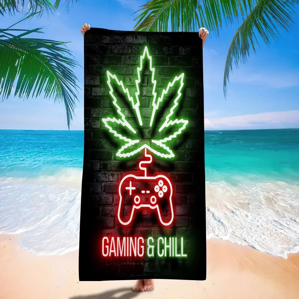 Background Retro Gaming - Retro Gaming Neon Beach Towel, Dark