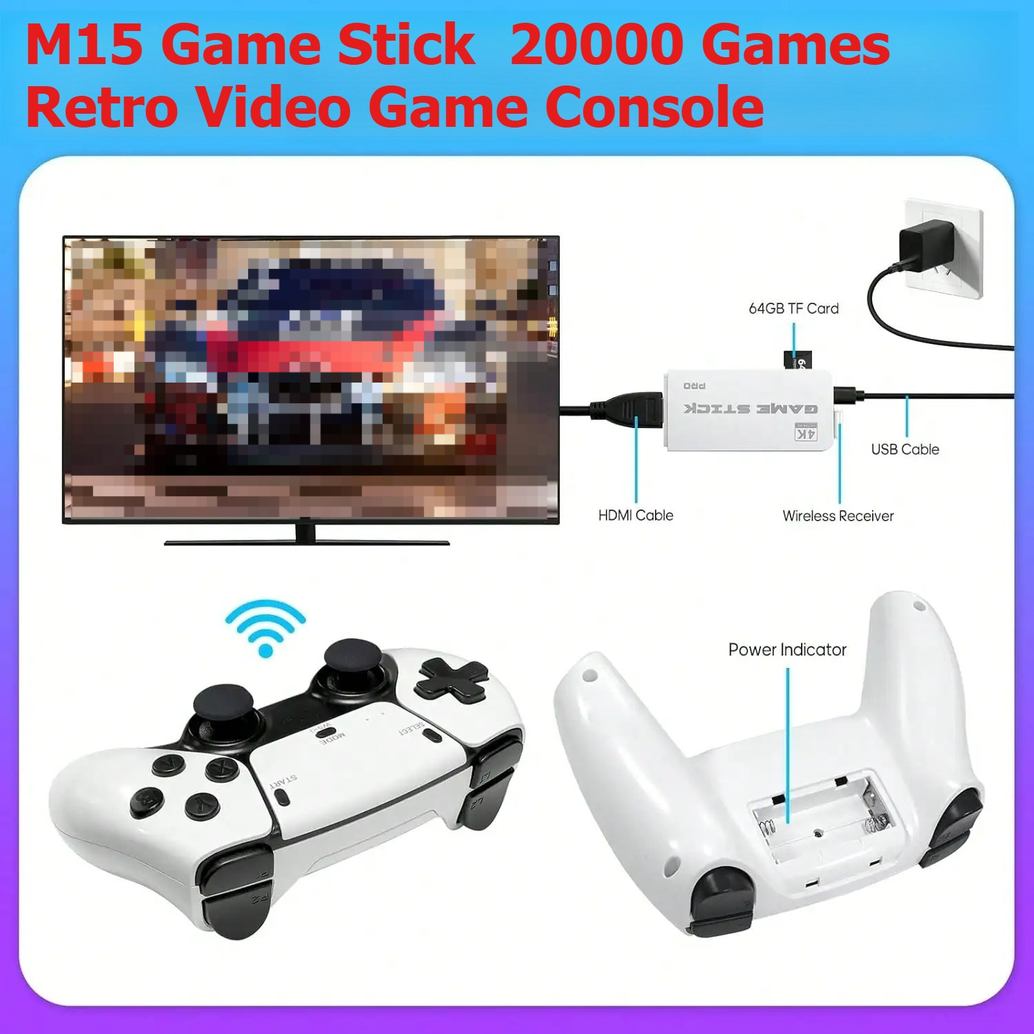 Retro Gaming Kiosk - M15 Retro Video Game Console 2.4G